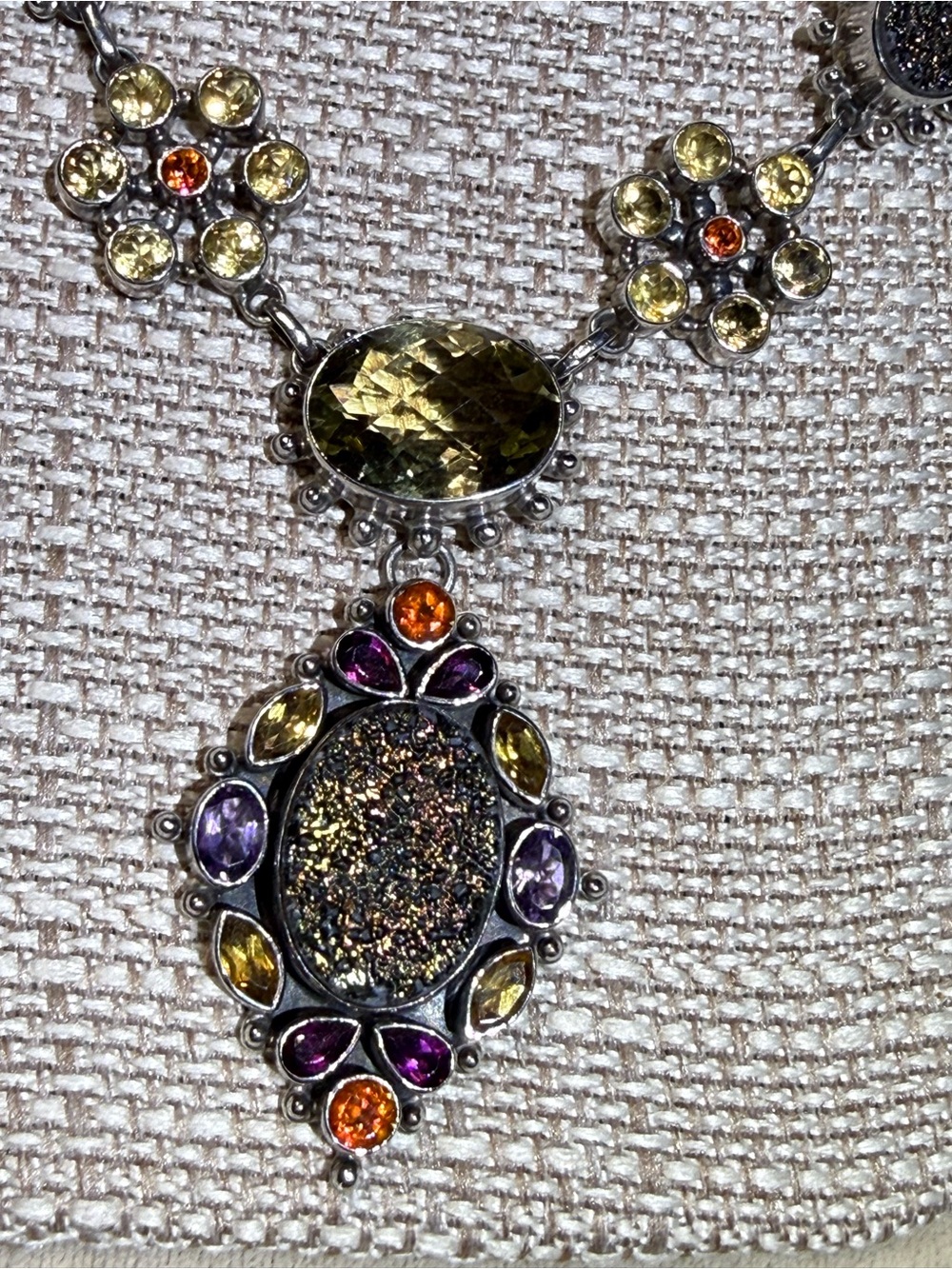 Nicky Butler VTG SET sterling 925 w genuine stones earrings & necklace druzy SET